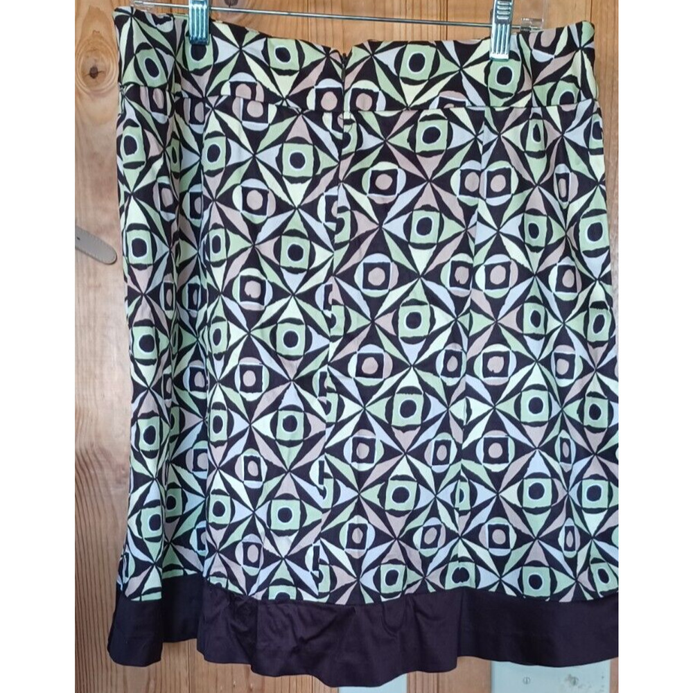 SHAZDEH FASHIONS Women's Skirt Size 14P Knee Length Zip up Brown Lime green Y2K - Picture 2 of 5